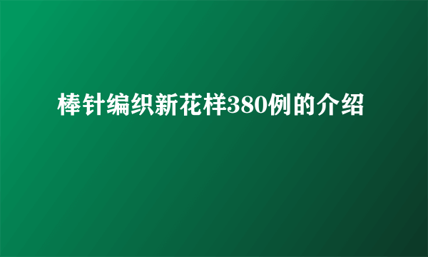 棒针编织新花样380例的介绍