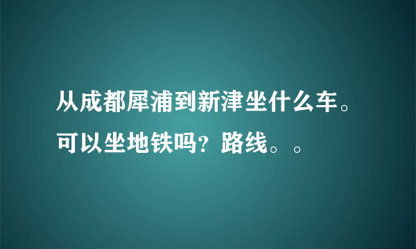 从成都犀浦到新津坐什么车。可以坐地铁吗？路线。。