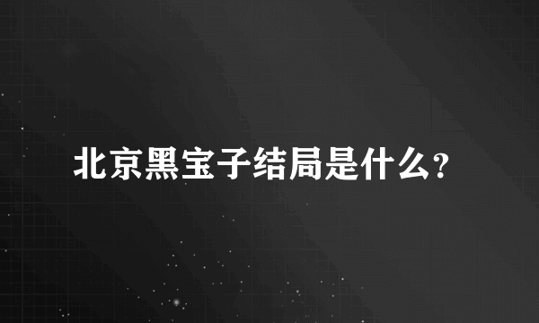 北京黑宝子结局是什么？