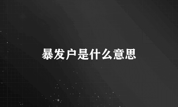 暴发户是什么意思