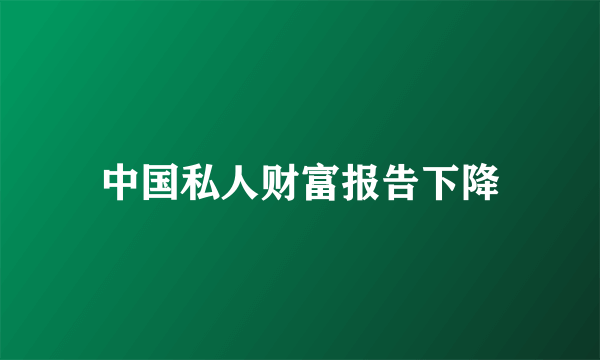 中国私人财富报告下降