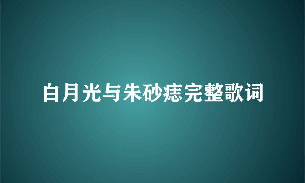 白月光与朱砂痣完整歌词