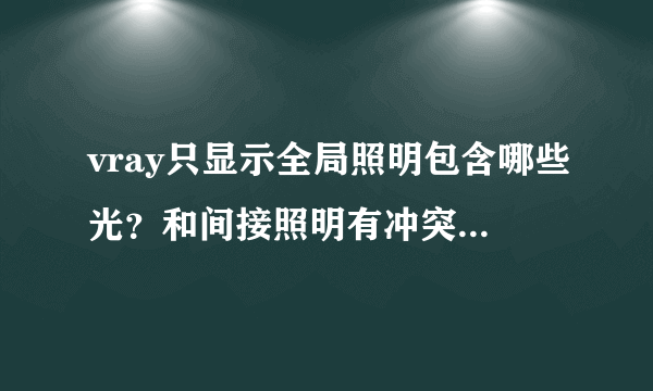 vray只显示全局照明包含哪些光？和间接照明有冲突吗有什么区别？和缺省灯光不产生全局照明有什么区别？