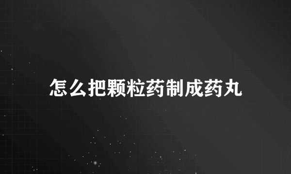 怎么把颗粒药制成药丸