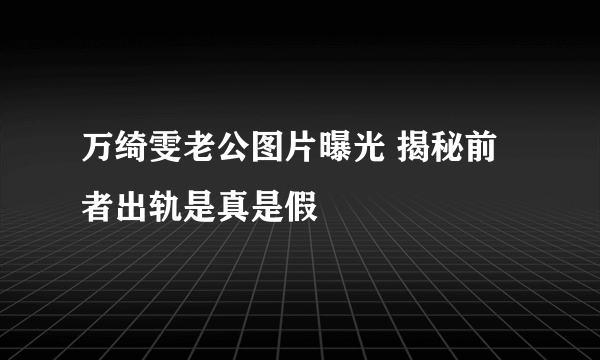 万绮雯老公图片曝光 揭秘前者出轨是真是假