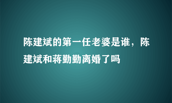 陈建斌的第一任老婆是谁，陈建斌和蒋勤勤离婚了吗