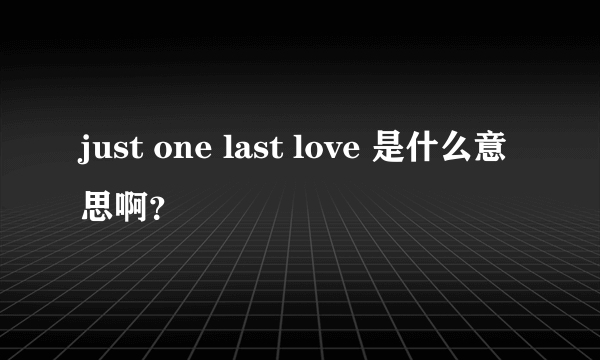 just one last love 是什么意思啊？