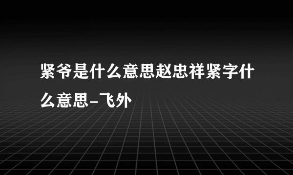 紧爷是什么意思赵忠祥紧字什么意思-飞外