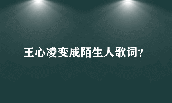 王心凌变成陌生人歌词？