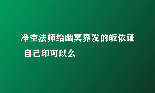 净空法师给幽冥界发的皈依证 自己印可以么