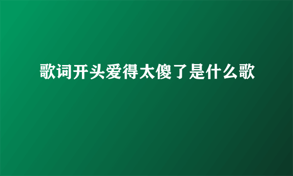 歌词开头爱得太傻了是什么歌