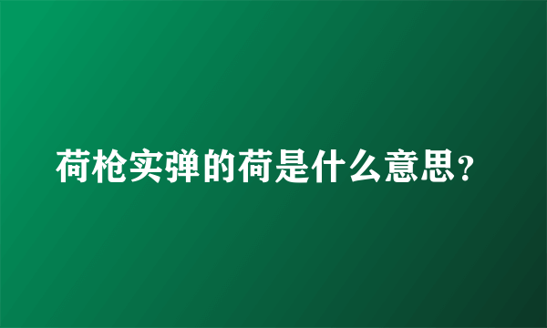 荷枪实弹的荷是什么意思？