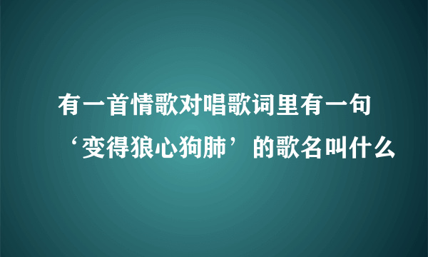 有一首情歌对唱歌词里有一句‘变得狼心狗肺’的歌名叫什么