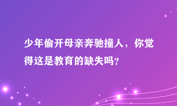 少年偷开母亲奔驰撞人，你觉得这是教育的缺失吗？