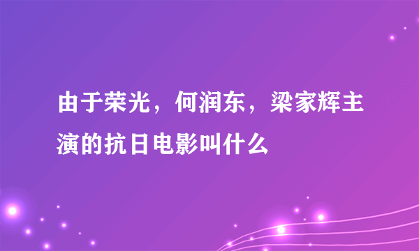 由于荣光，何润东，梁家辉主演的抗日电影叫什么