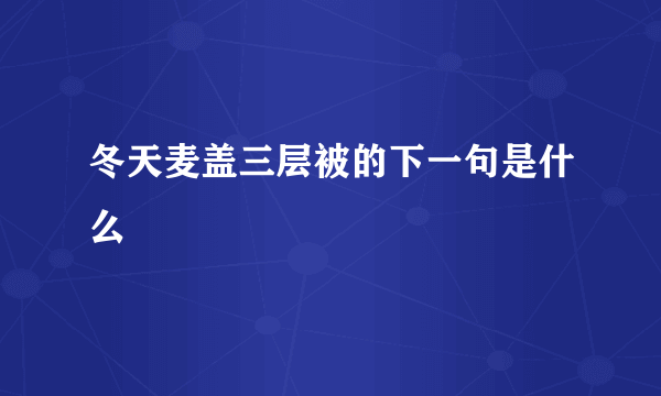 冬天麦盖三层被的下一句是什么