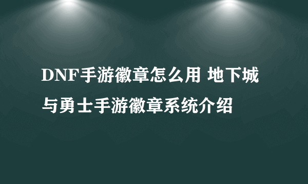 DNF手游徽章怎么用 地下城与勇士手游徽章系统介绍