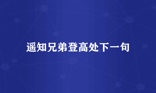 遥知兄弟登高处下一句