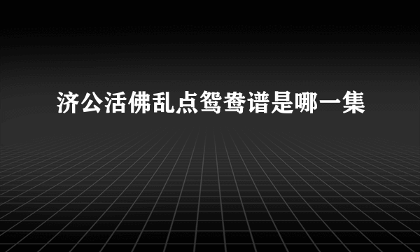 济公活佛乱点鸳鸯谱是哪一集