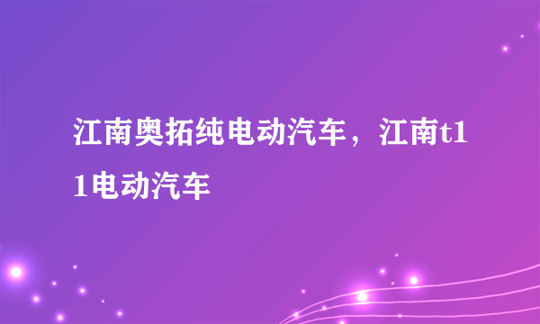 江南奥拓纯电动汽车，江南t11电动汽车