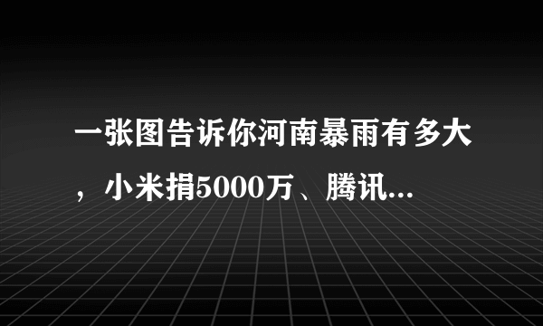 一张图告诉你河南暴雨有多大，小米捐5000万、腾讯捐1亿元