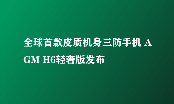 全球首款皮质机身三防手机 AGM H6轻奢版发布