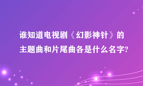 谁知道电视剧《幻影神针》的主题曲和片尾曲各是什么名字?