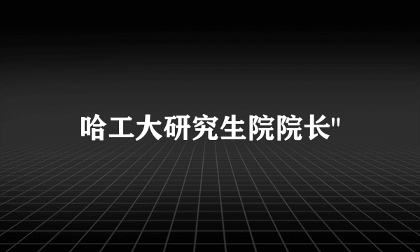 哈工大研究生院院长