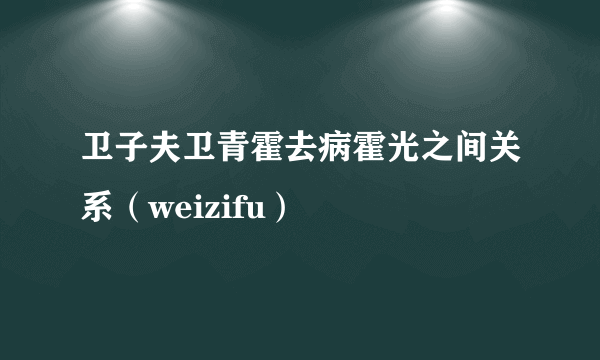 卫子夫卫青霍去病霍光之间关系（weizifu）