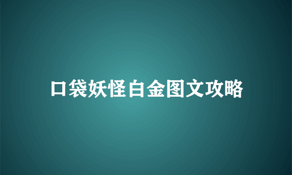 口袋妖怪白金图文攻略