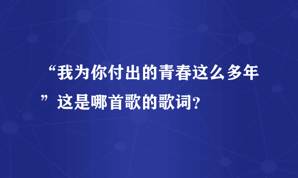 “我为你付出的青春这么多年”这是哪首歌的歌词？