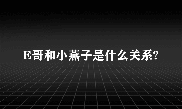 E哥和小燕子是什么关系?