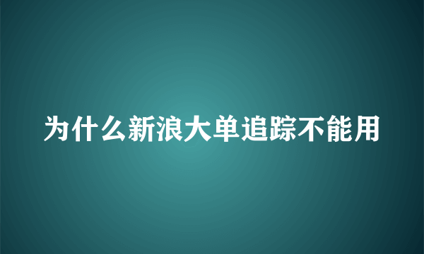 为什么新浪大单追踪不能用