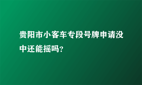 贵阳市小客车专段号牌申请没中还能摇吗？