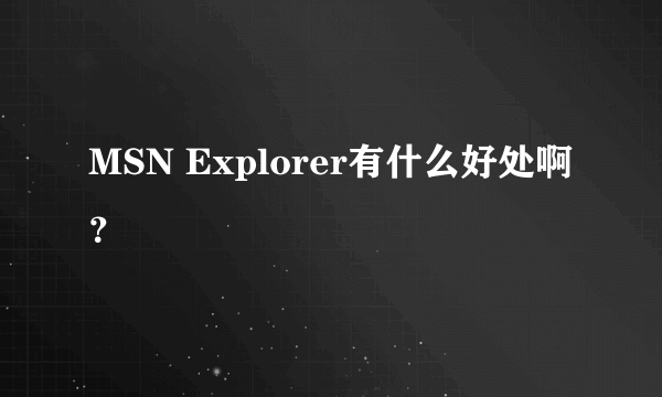 MSN Explorer有什么好处啊？