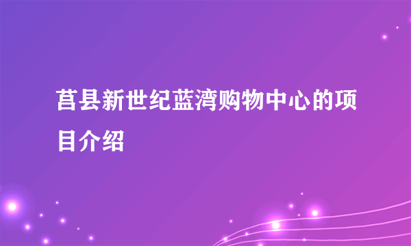 莒县新世纪蓝湾购物中心的项目介绍