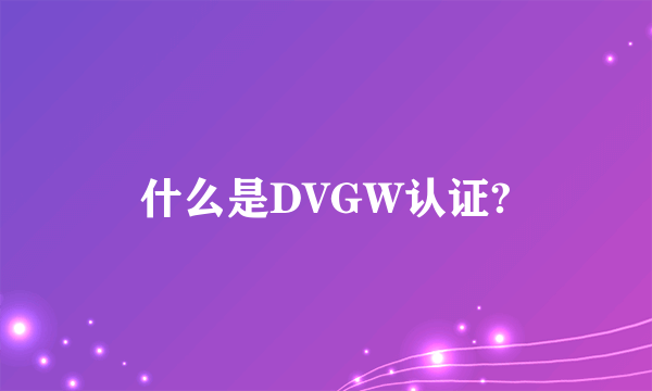 什么是DVGW认证?