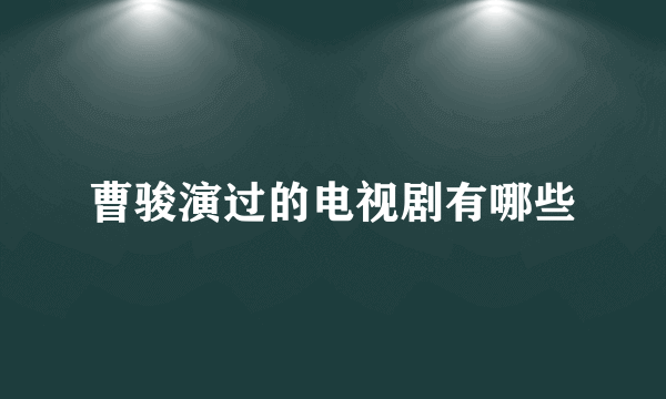 曹骏演过的电视剧有哪些