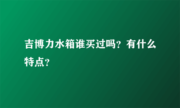 吉博力水箱谁买过吗？有什么特点？