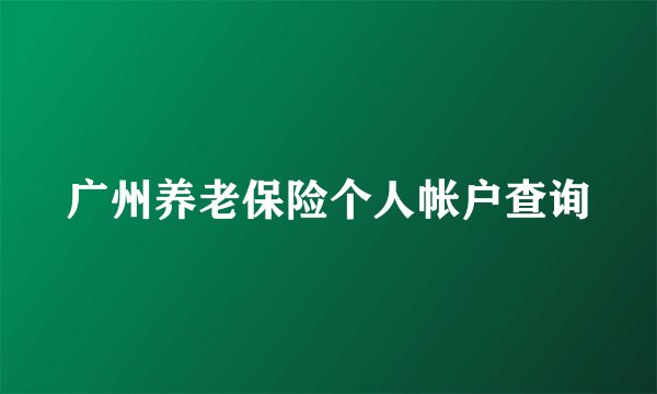 广州养老保险个人帐户查询