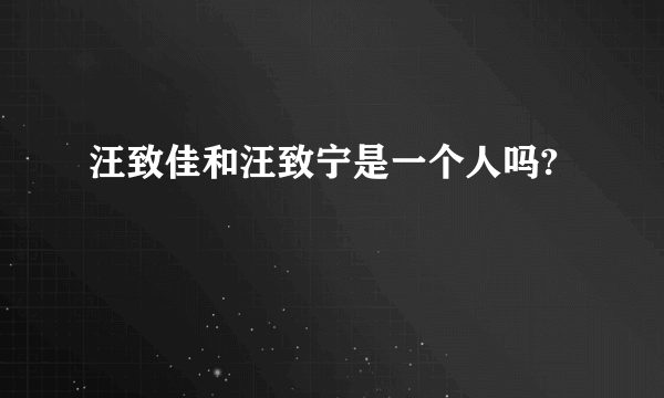 汪致佳和汪致宁是一个人吗?