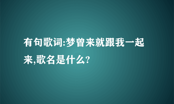 有句歌词:梦曾来就跟我一起来,歌名是什么?