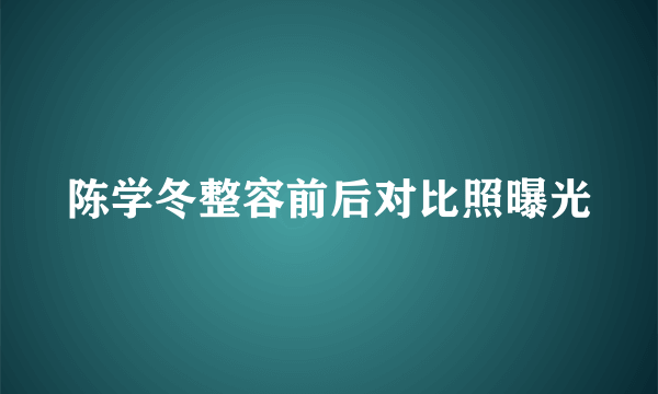 陈学冬整容前后对比照曝光