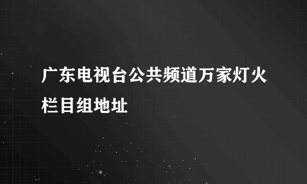 广东电视台公共频道万家灯火栏目组地址