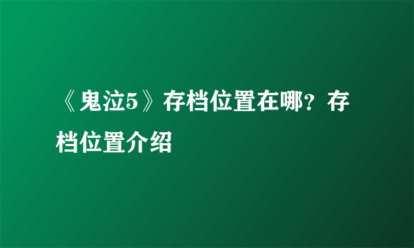 《鬼泣5》存档位置在哪？存档位置介绍