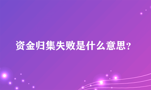 资金归集失败是什么意思？