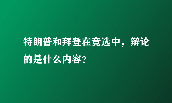 特朗普和拜登在竞选中，辩论的是什么内容？