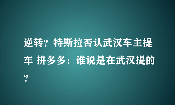 逆转？特斯拉否认武汉车主提车 拼多多：谁说是在武汉提的？