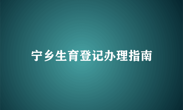 宁乡生育登记办理指南