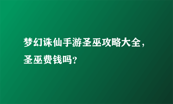 梦幻诛仙手游圣巫攻略大全，圣巫费钱吗？